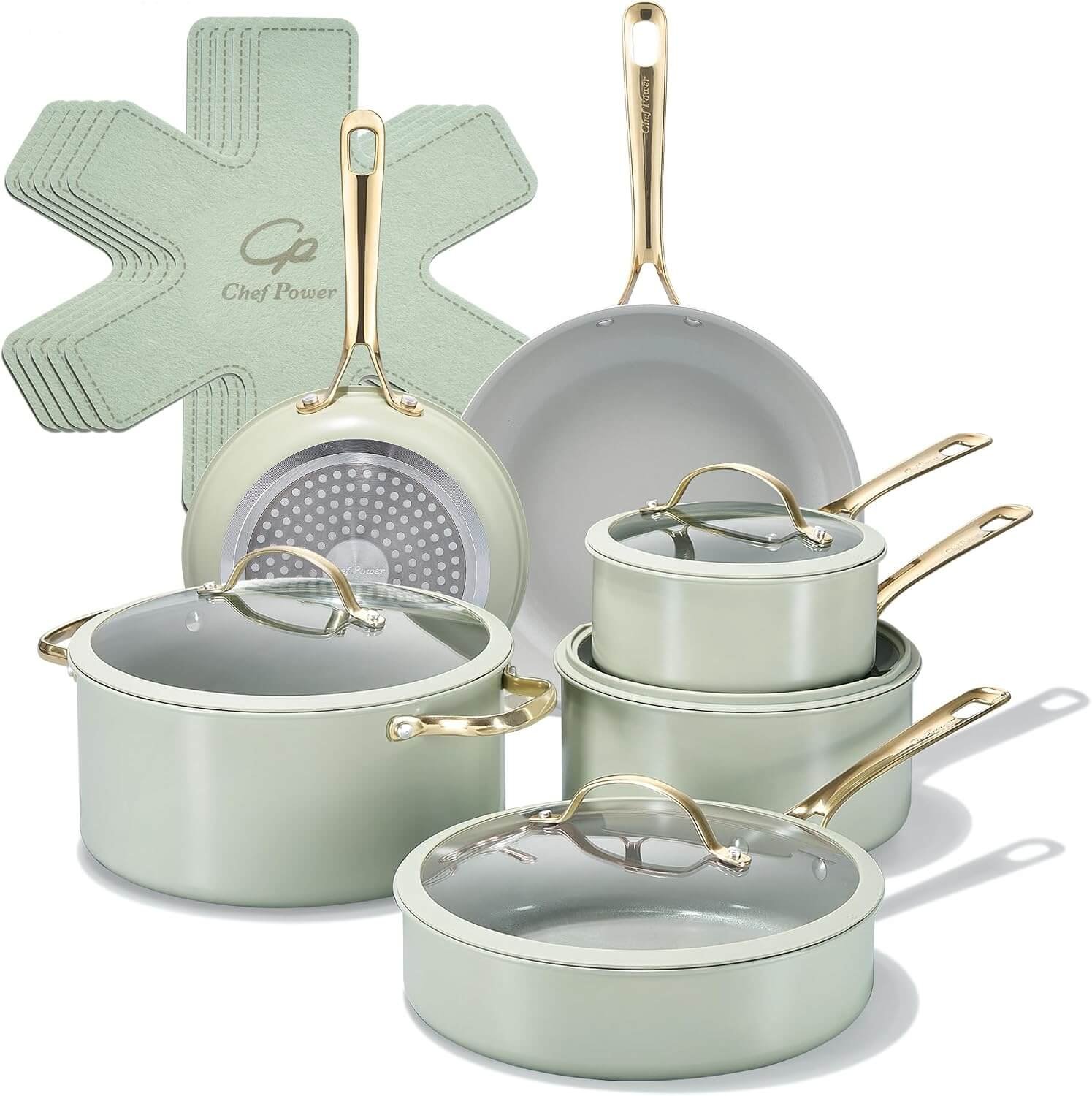Chef Power 15-Piece Non-Stick Ceramic Cookware Set
